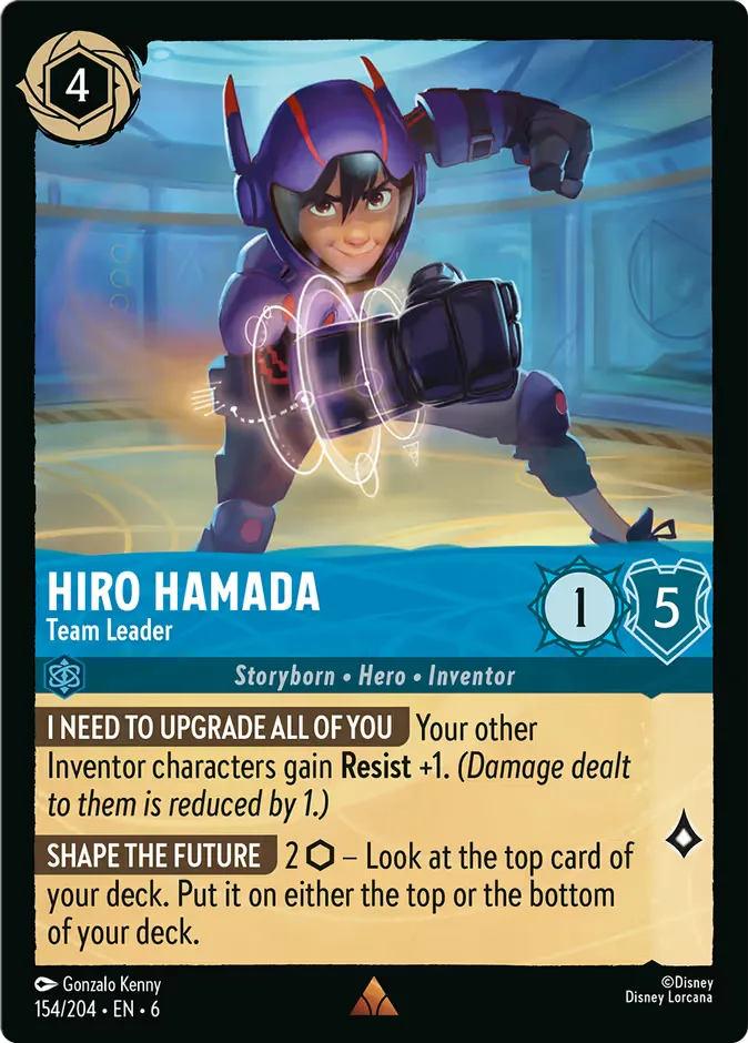 Hiro Hamada #154 Azurite Sea Disney Lorcana card
