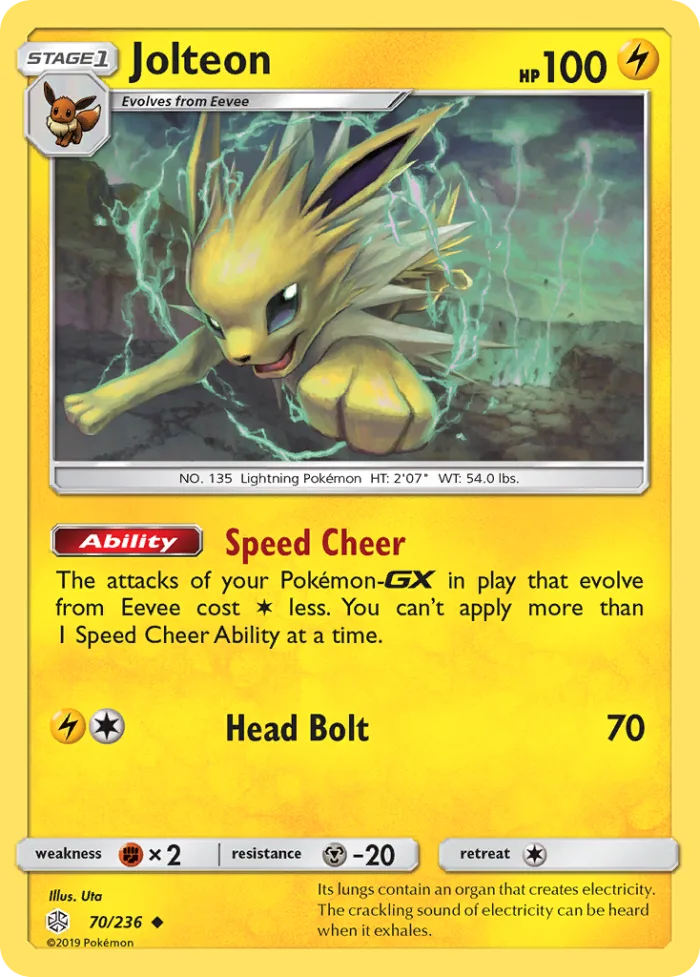 Jolteon #70 Cosmic Eclipse Pokemon card