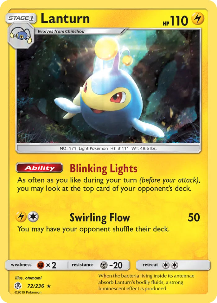 Lanturn #72 Cosmic Eclipse Pokemon card