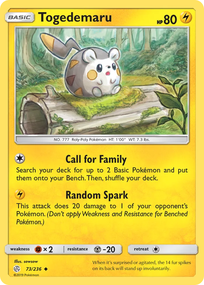Togedemaru #73 Cosmic Eclipse Pokemon card