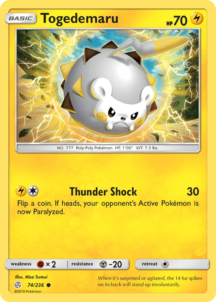 Togedemaru #74 Cosmic Eclipse Pokemon card
