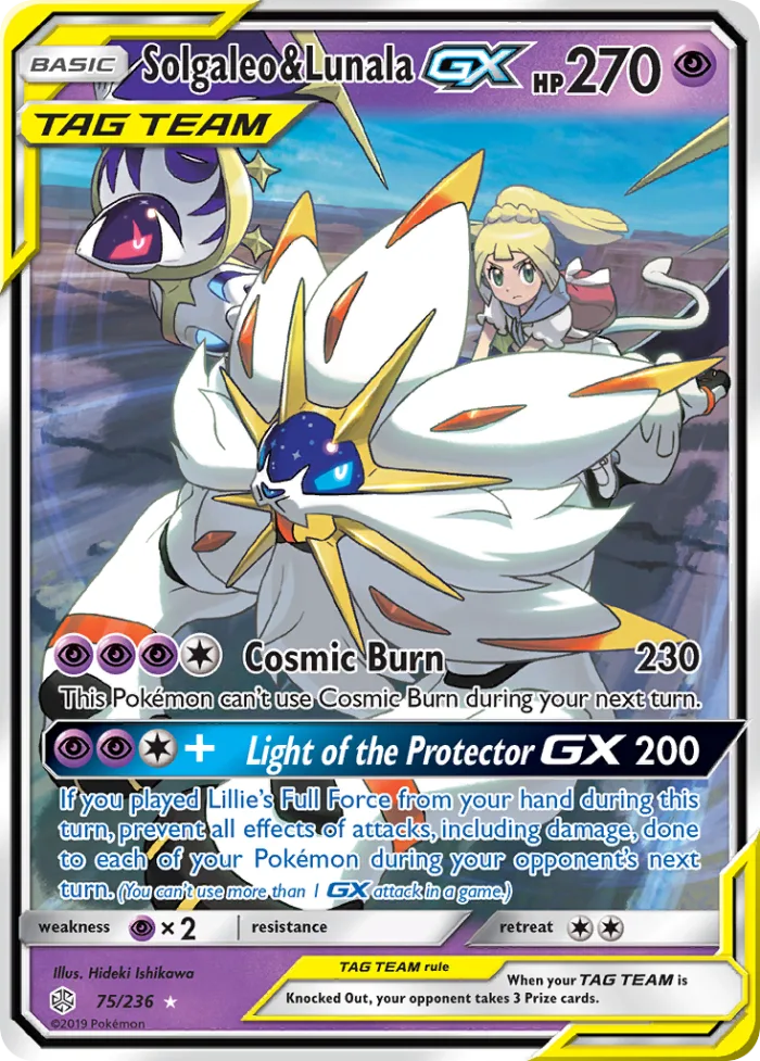 Solgaleo & Lunala-GX #75 Cosmic Eclipse Pokemon card