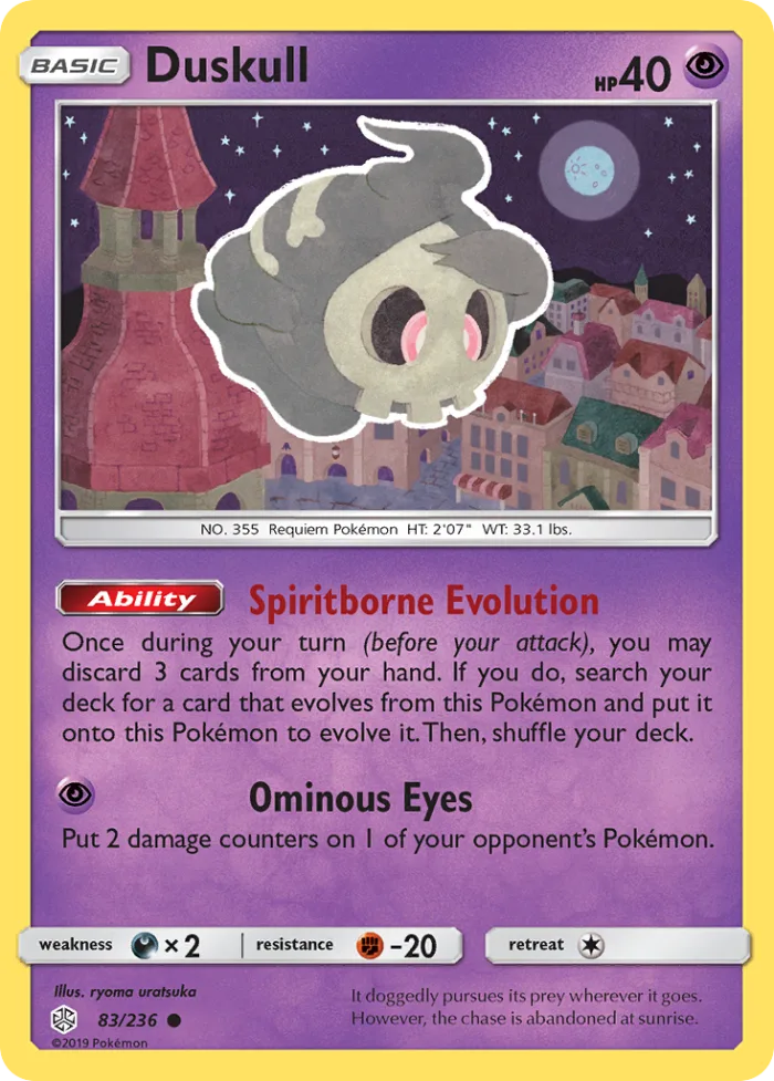 Duskull #83 Cosmic Eclipse Pokemon card