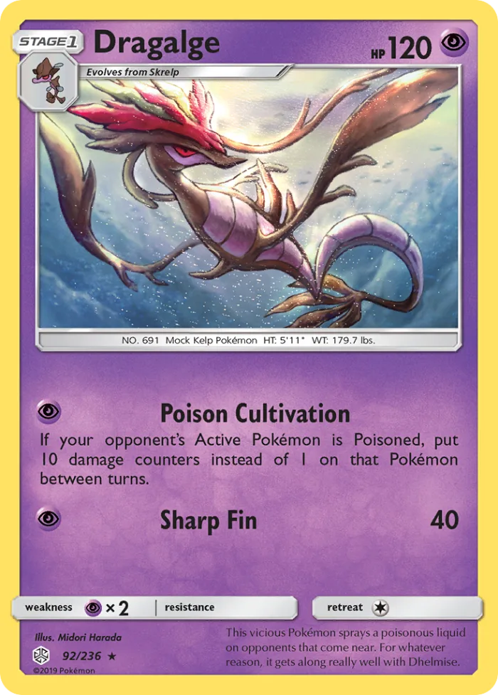 Dragalge #92 Cosmic Eclipse Pokemon card