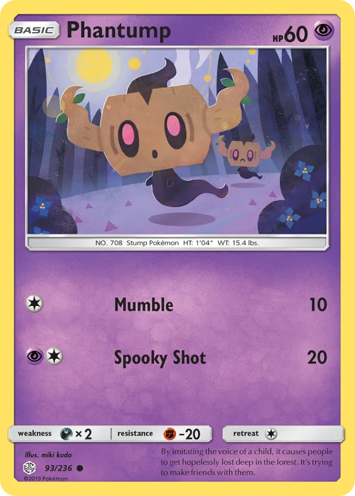 Phantump #93 Cosmic Eclipse Pokemon card