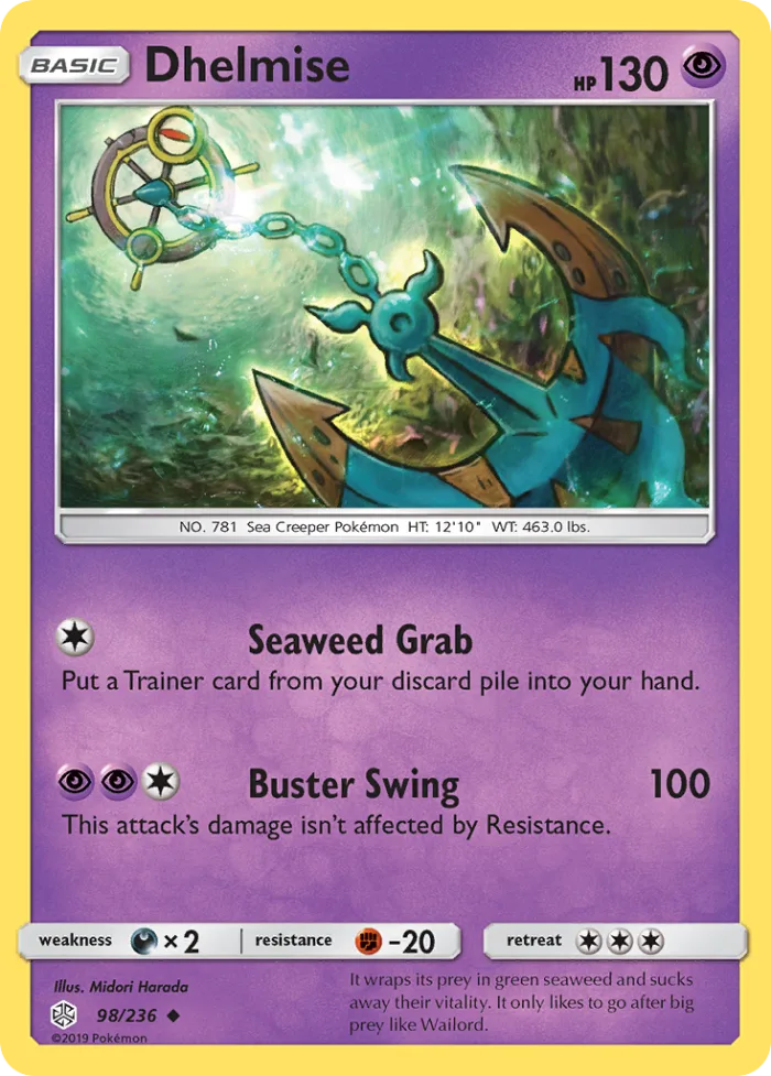 Dhelmise #98 Cosmic Eclipse Pokemon card