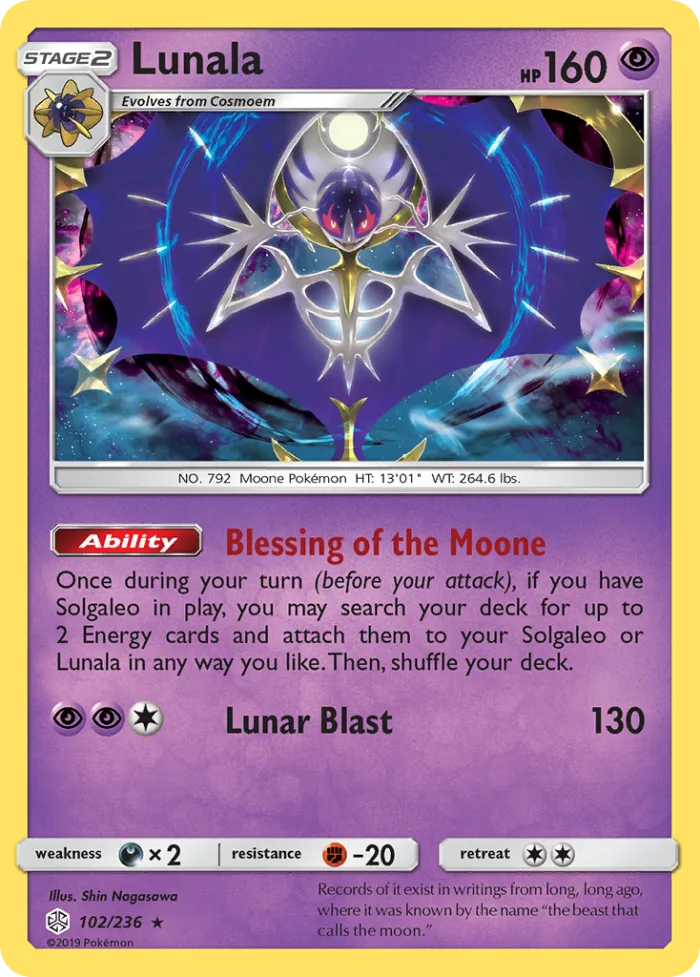 Lunala #102 Cosmic Eclipse Pokemon card