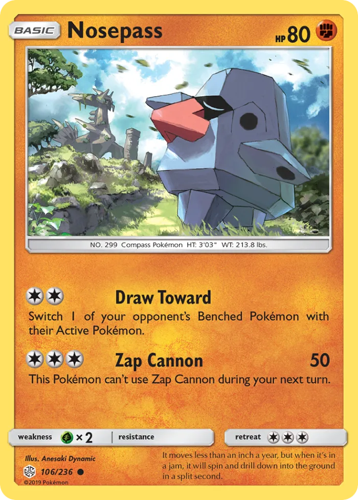 Nosepass #106 Cosmic Eclipse Pokemon card