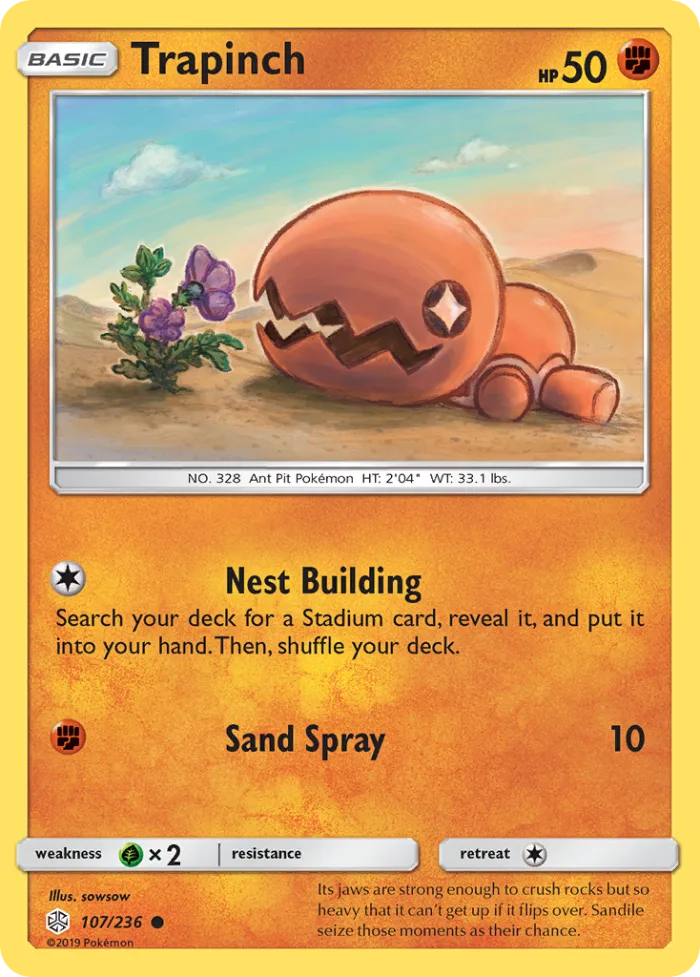 Trapinch #107 Cosmic Eclipse Pokemon card