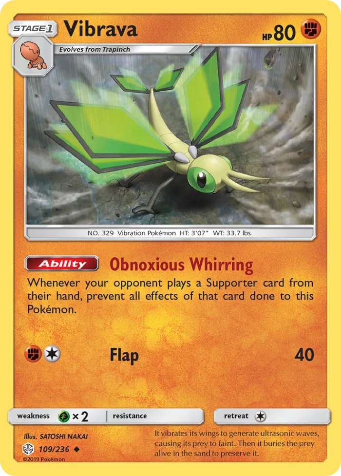 Vibrava #109 Cosmic Eclipse Pokemon card