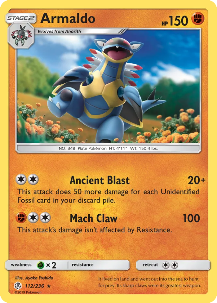 Armaldo #112 Cosmic Eclipse Pokemon card