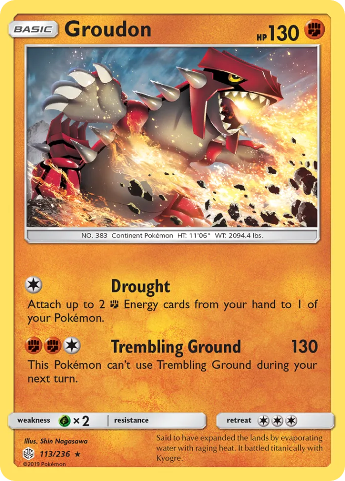 Groudon #113 Cosmic Eclipse Pokemon card