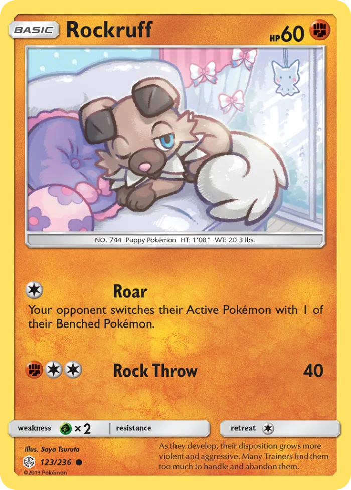 Rockruff #123 Cosmic Eclipse Pokemon card