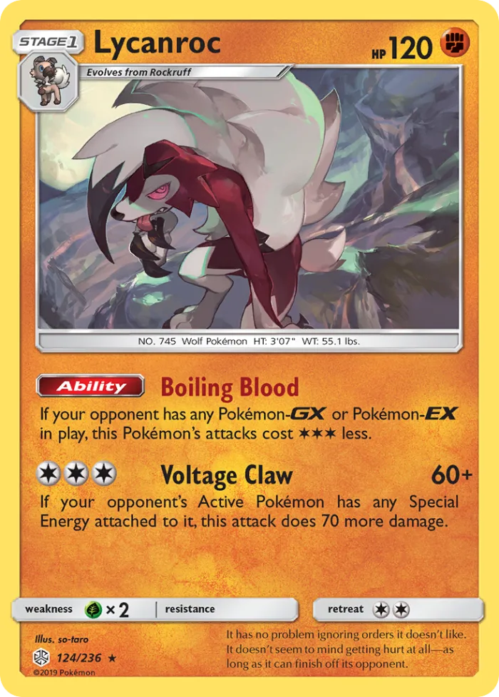 Lycanroc #124 Cosmic Eclipse Pokemon card