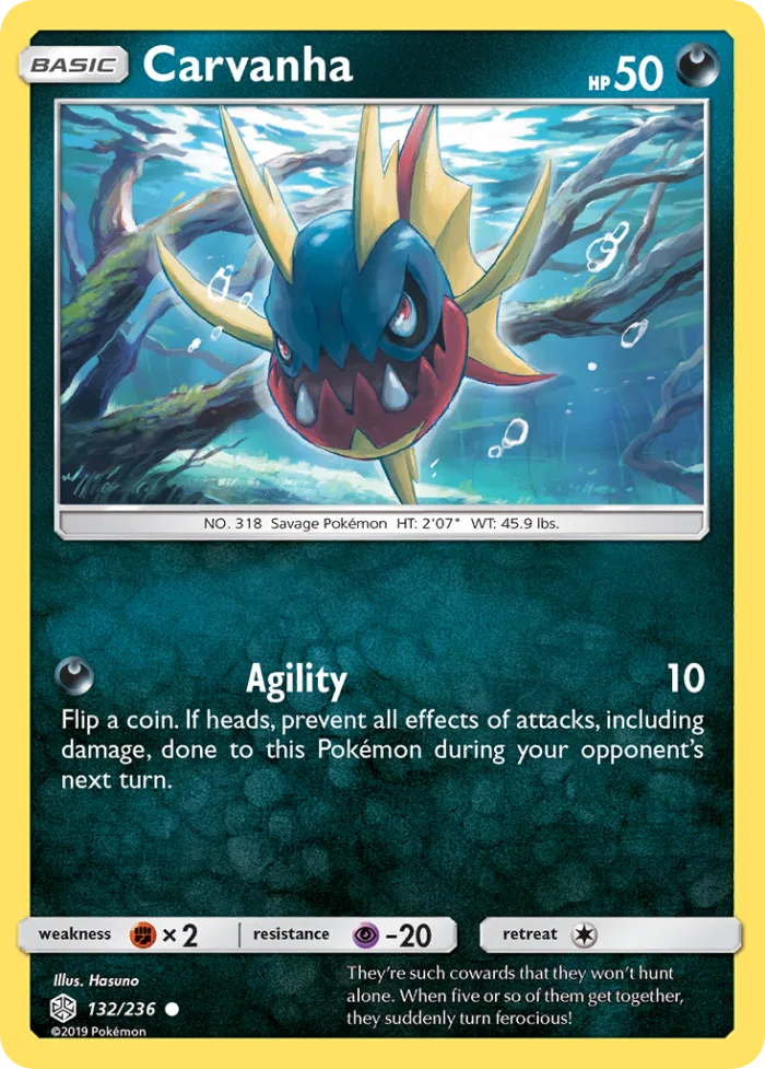 Carvanha #132 Cosmic Eclipse Pokemon card