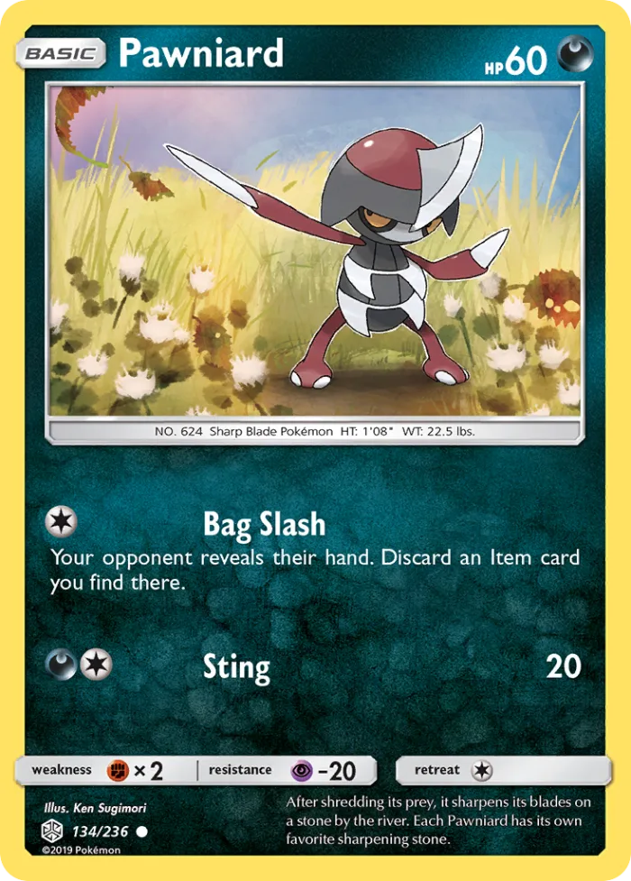 Pawniard #134 Cosmic Eclipse Pokemon card