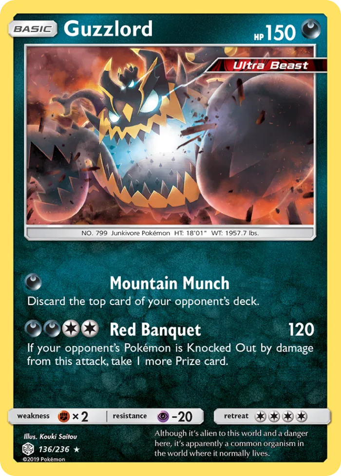 Guzzlord #136 Cosmic Eclipse Pokemon card