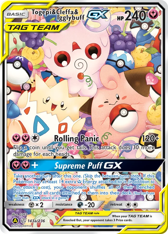Togepi & Cleffa & Igglybuff-GX #143a Cosmic Eclipse Pokemon card