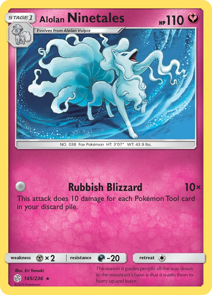 Alolan Ninetales #145 Cosmic Eclipse Pokemon card