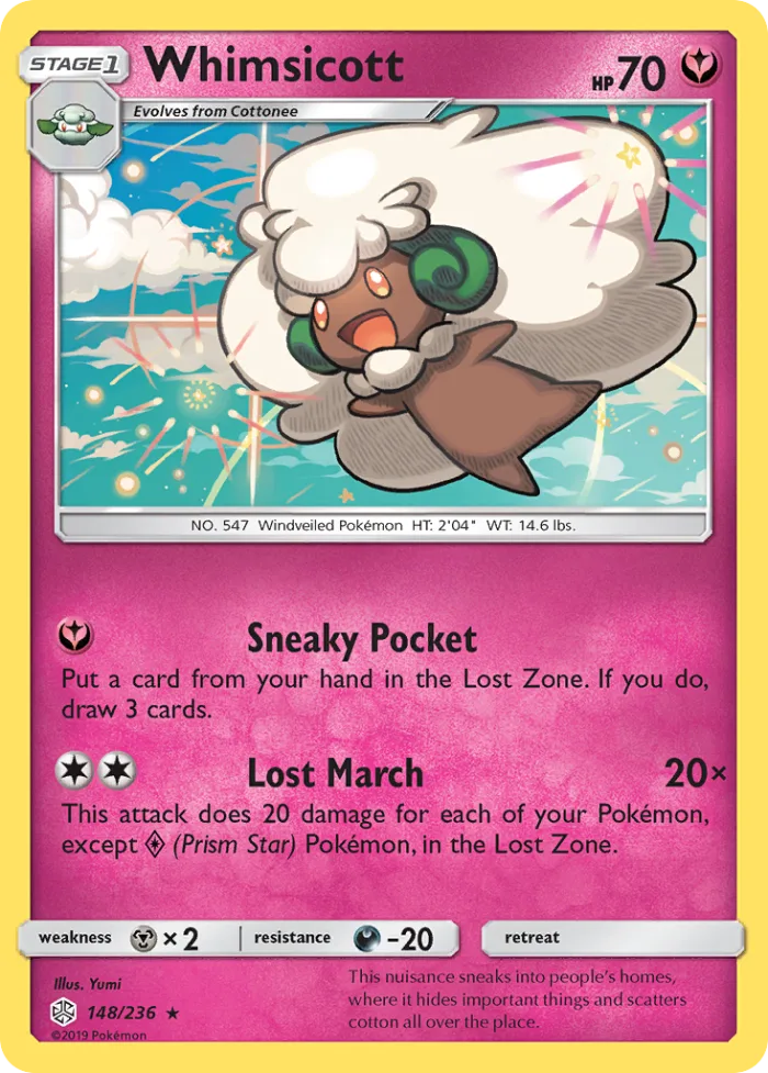 Whimsicott #148 Cosmic Eclipse Pokemon card