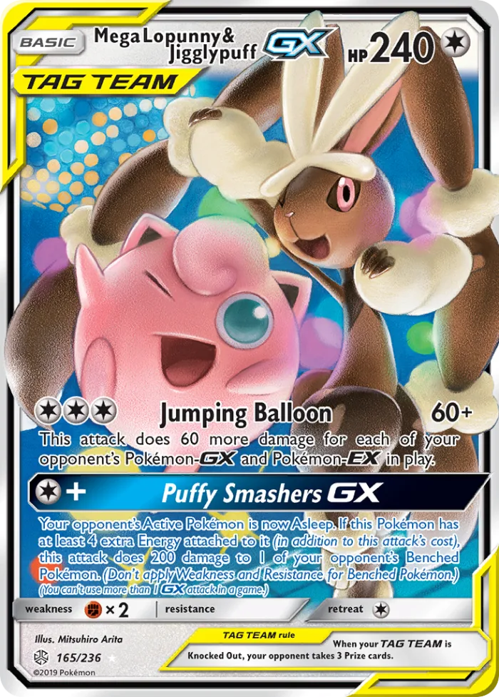 Mega Lopunny & Jigglypuff-GX #165 Cosmic Eclipse Pokemon card