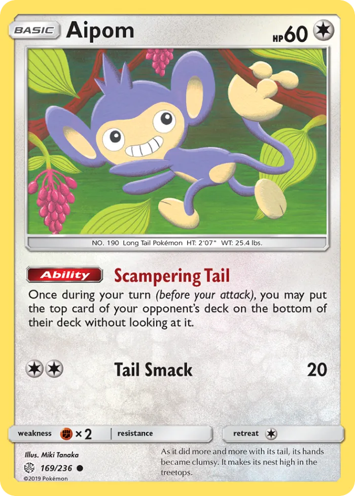 Aipom #169 Cosmic Eclipse Pokemon card