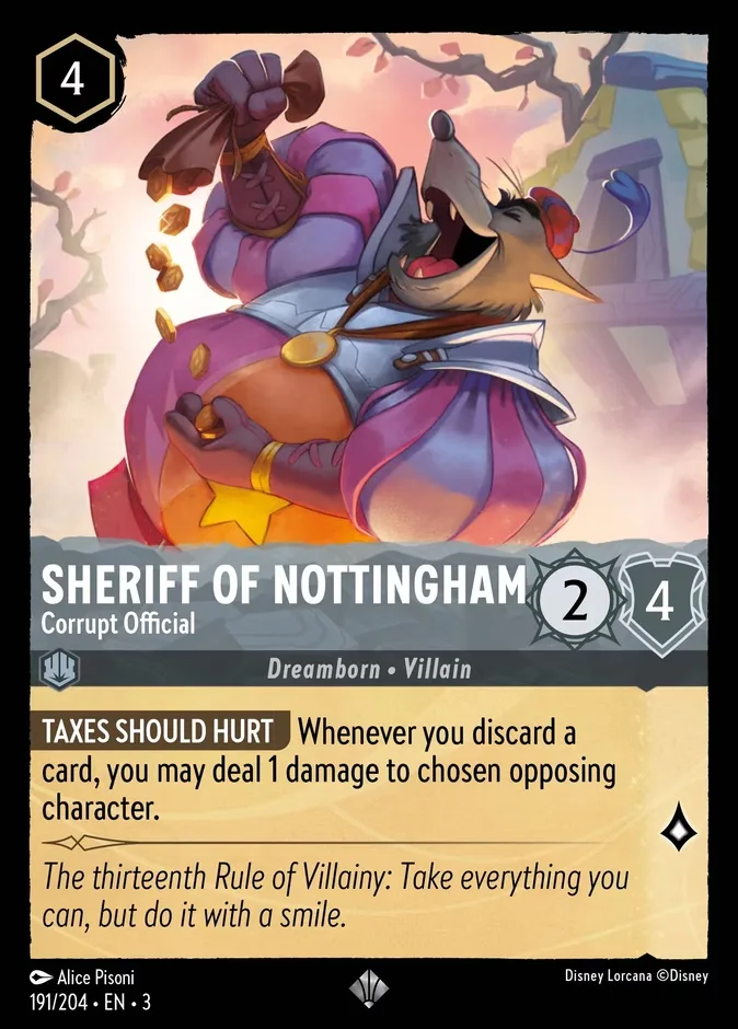 Sheriff of Nottingham #191 Into the Inklands Disney Lorcana card