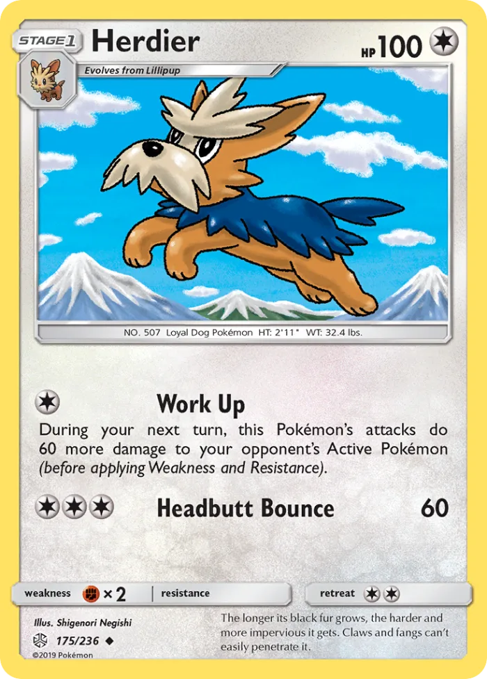 Herdier #175 Cosmic Eclipse Pokemon card
