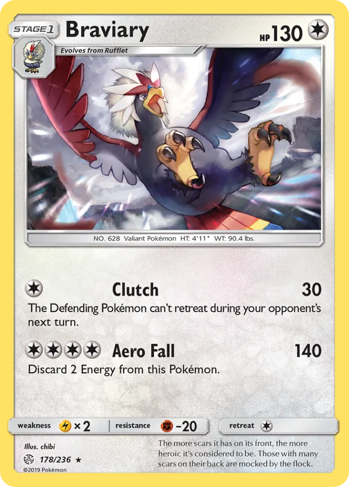 Braviary #178 Cosmic Eclipse Pokemon card