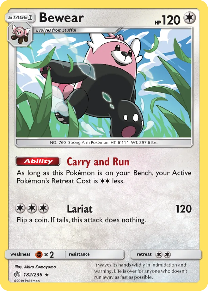 Bewear #182 Cosmic Eclipse Pokemon card