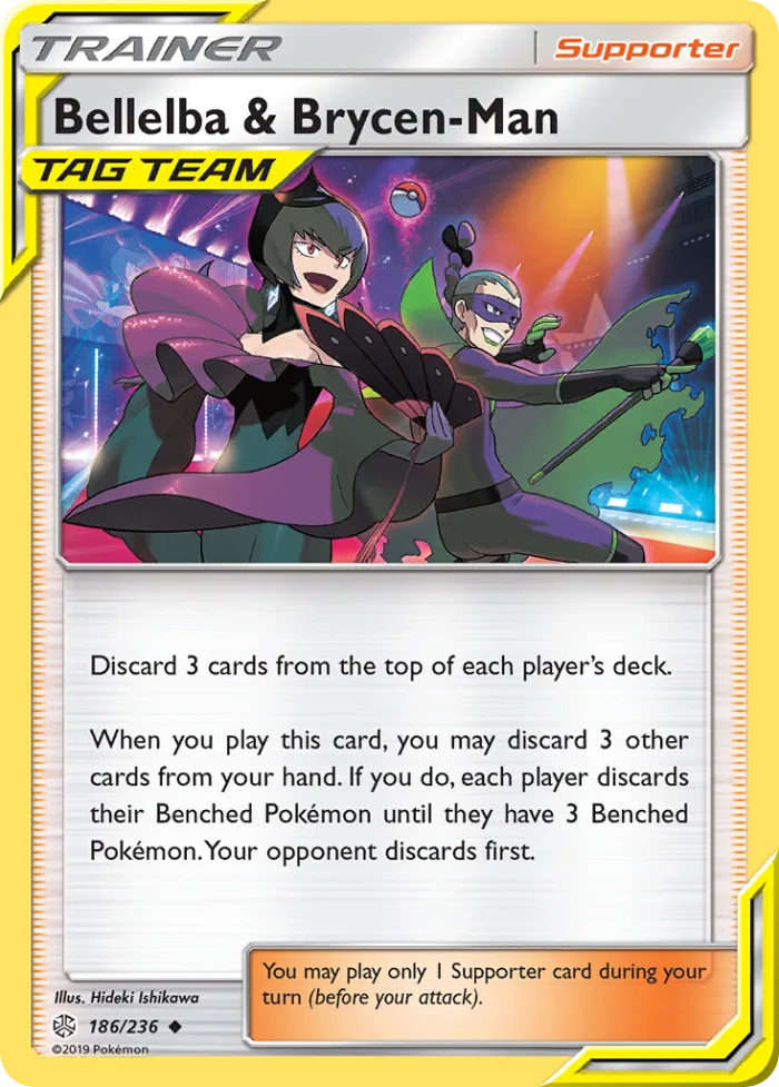 Bellelba & Brycen-Man #186 Cosmic Eclipse Pokemon card