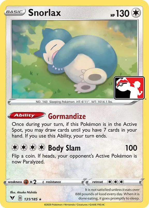 Snorlax Play! Pokémon Prize Pack Series One card