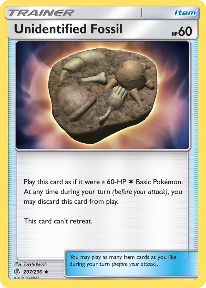 Unidentified Fossil #207 Cosmic Eclipse Pokemon card