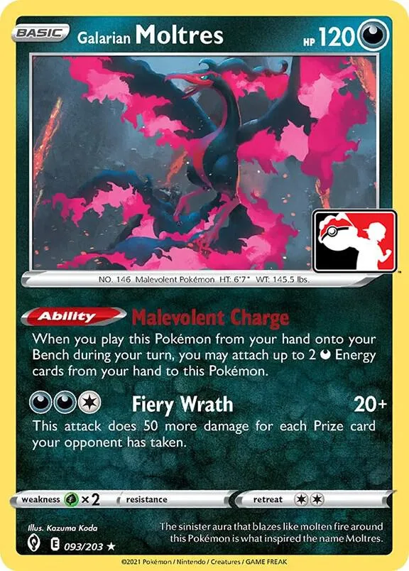Galarian Moltres Play! Pokémon Prize Pack Series Two card