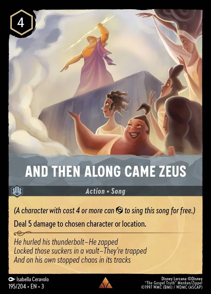 And Then Along Came Zeus #195 Into the Inklands Disney Lorcana card