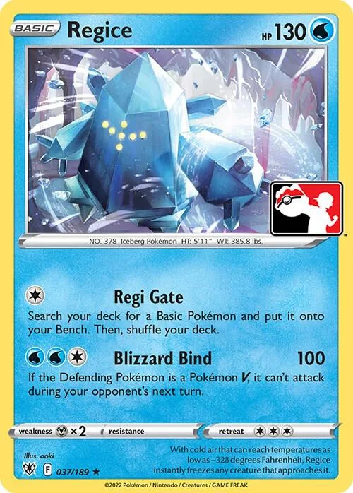 Regice Play! Pokémon Prize Pack Series Three card