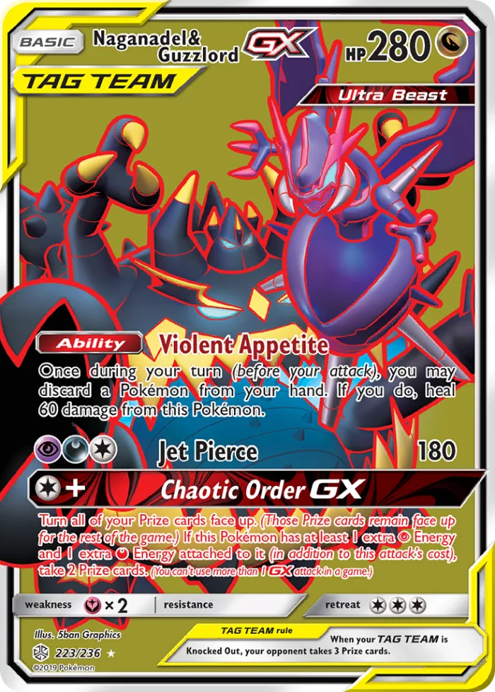 Naganadel & Guzzlord-GX #223 Cosmic Eclipse Pokemon card