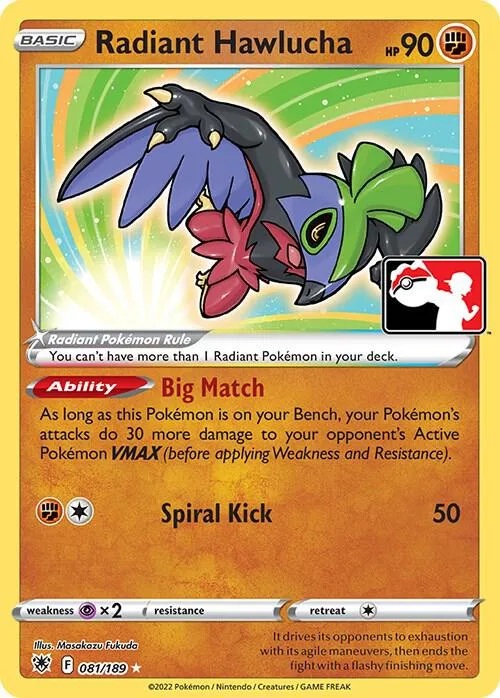 Radiant Hawlucha Play! Pokémon Prize Pack Series Three card