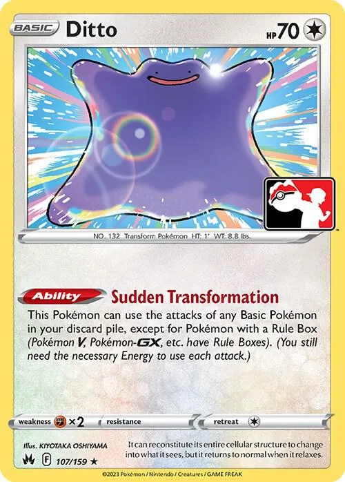 Ditto Play! Pokémon Prize Pack Series Three card
