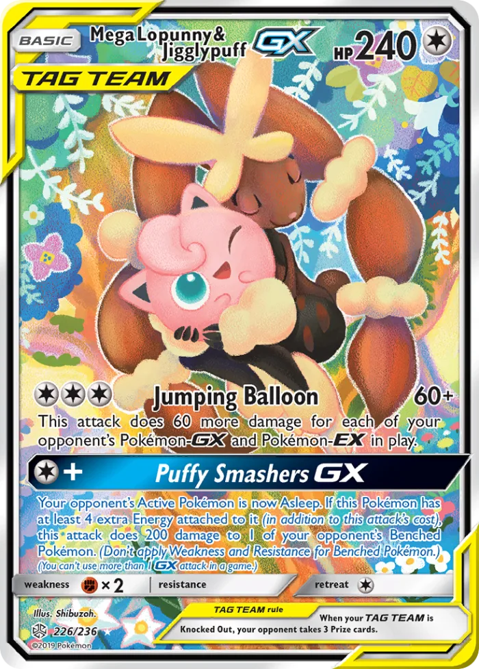 Mega Lopunny & Jigglypuff-GX #226 Cosmic Eclipse Pokemon card