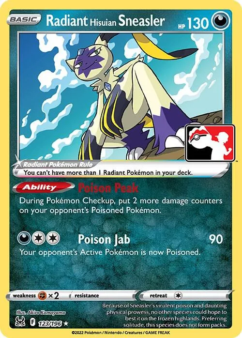 Radiant Hisuian Sneasler Play! Pokémon Prize Pack Series Three card