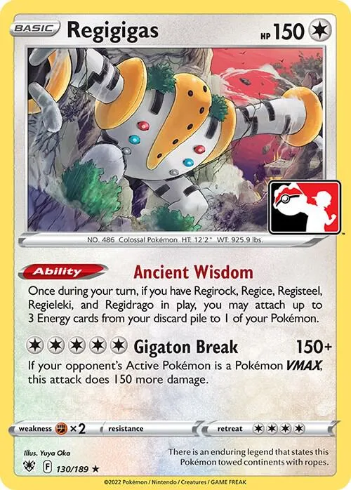 Regigigas Play! Pokémon Prize Pack Series Three card