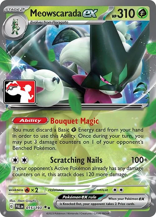 Meowscarada ex Play! Pokémon Prize Pack Series Four card