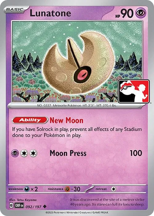 Lunatone Play! Pokémon Prize Pack Series Four card