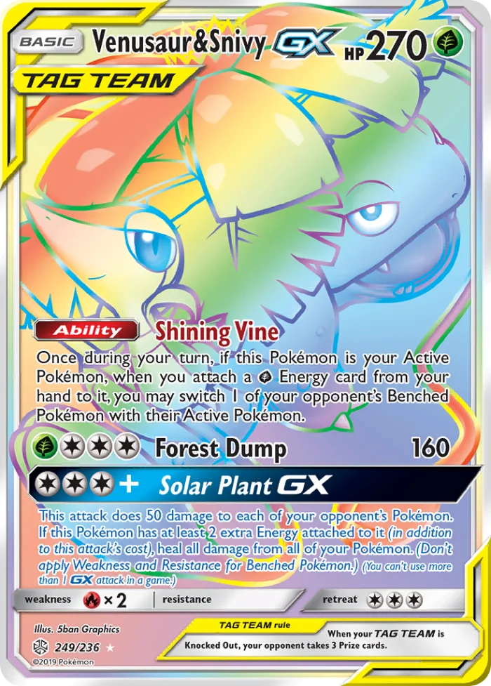 Venusaur & Snivy-GX #249 Cosmic Eclipse Pokemon card