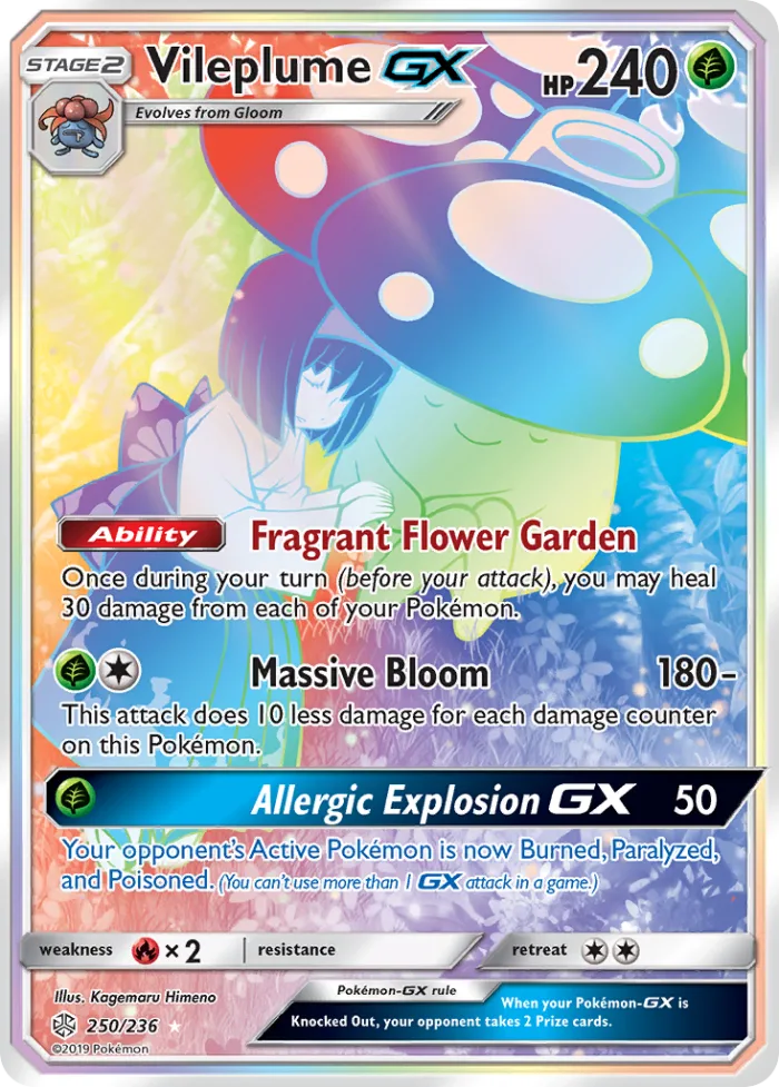 Vileplume-GX #250 Cosmic Eclipse Pokemon card
