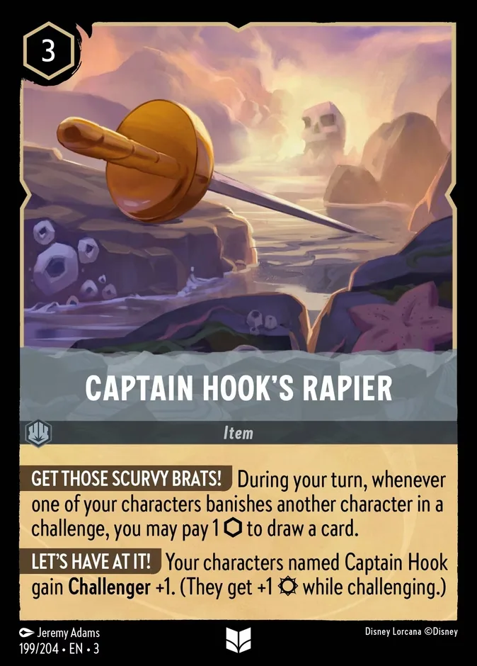 Captain Hook's Rapier #199 Into the Inklands Disney Lorcana card