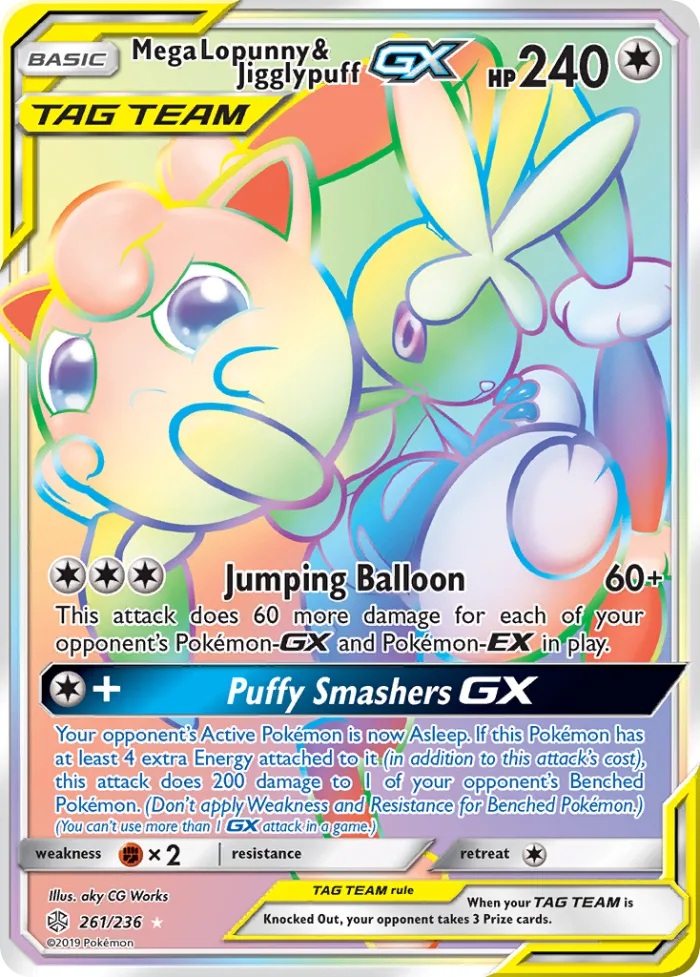 Mega Lopunny & Jigglypuff-GX #261 Cosmic Eclipse Pokemon card