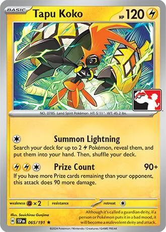 Tapu Koko Play! Pokémon Prize Pack Series Seven card