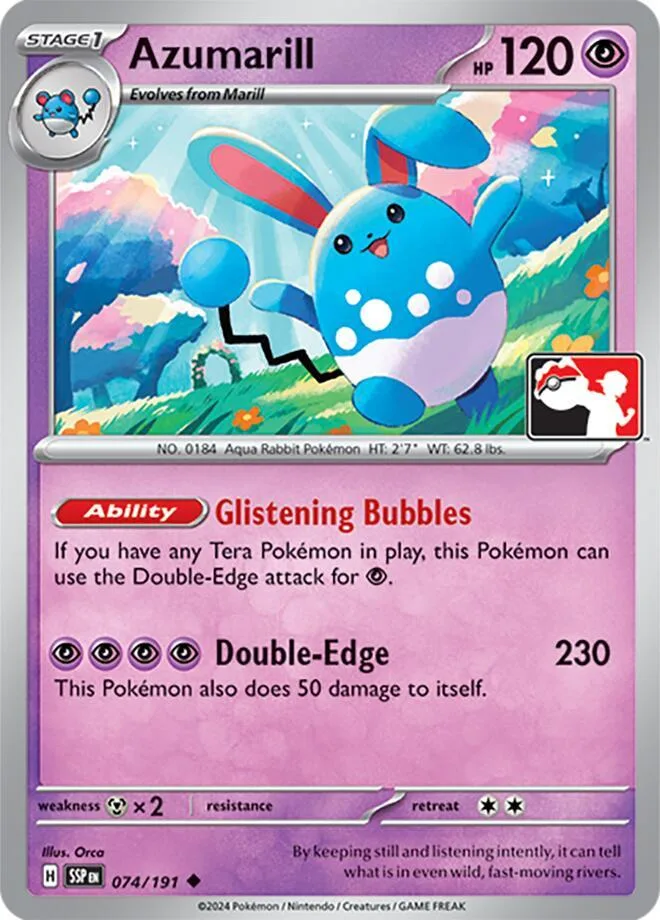 Azumarill Play! Pokémon Prize Pack Series Seven card
